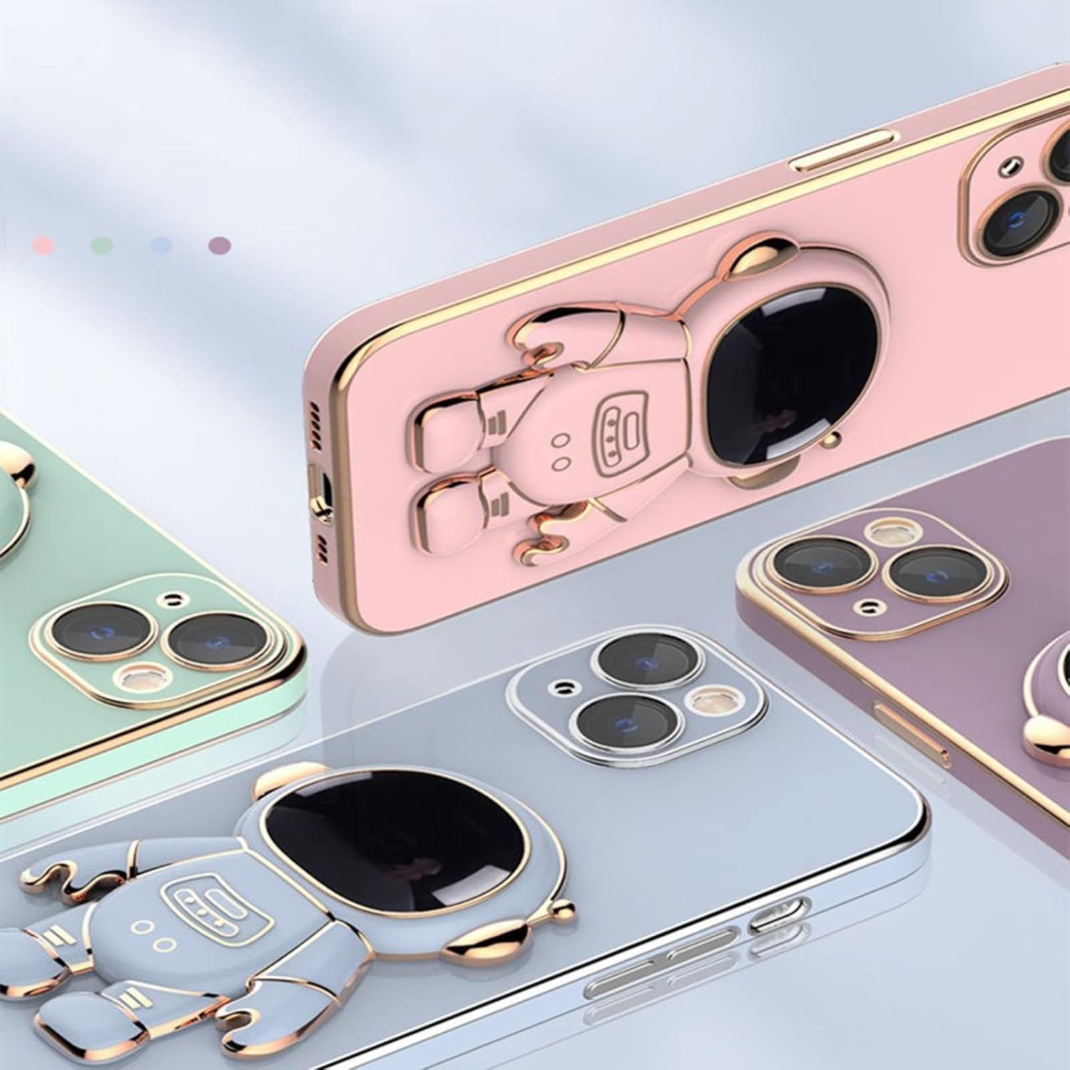 Husa de Protectie TPU 2in1, Flippy, pentru Apple iPhone 14 Plus, Astronaut cu Suport, Antisoc, Rezistenta la Impact, Protectie Camera, Roz