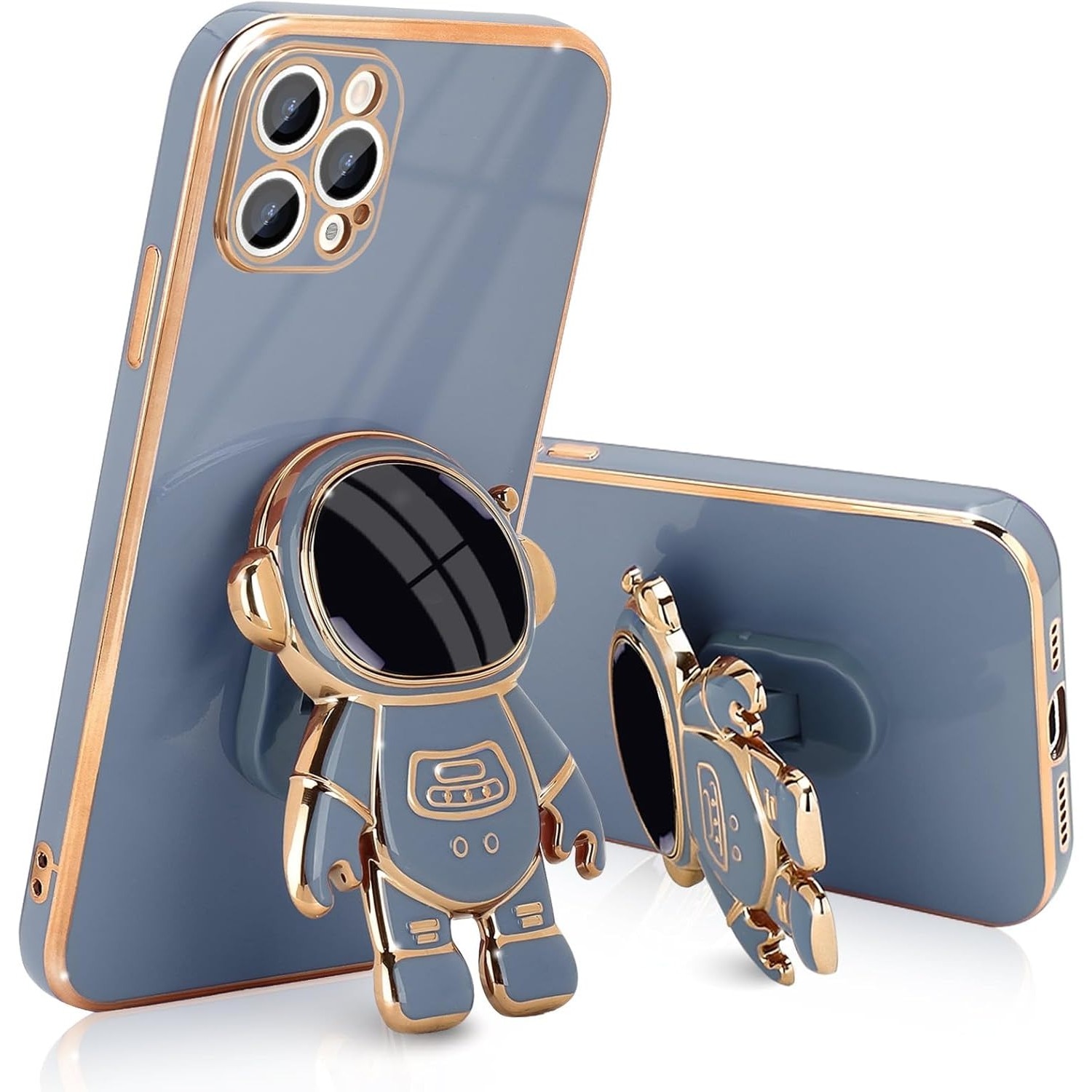 Husa de Protectie TPU 2in1, Flippy, pentru Apple iPhone 14 Pro, Astronaut cu Suport, Antisoc, Rezistenta la Impact, Protectie Camera, Albastru