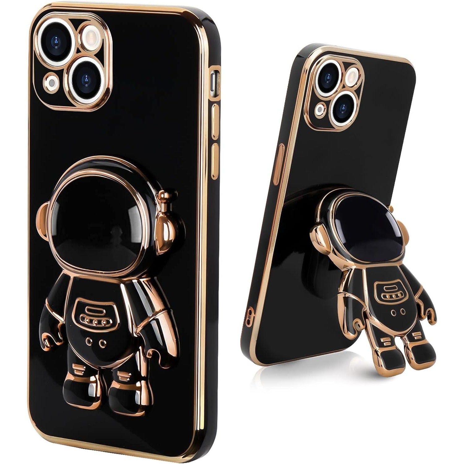 Husa de Protectie TPU 2in1, Flippy, pentru Apple iPhone 14, Astronaut cu Suport, Antisoc, Rezistenta la Impact, Protectie Camera, Negru