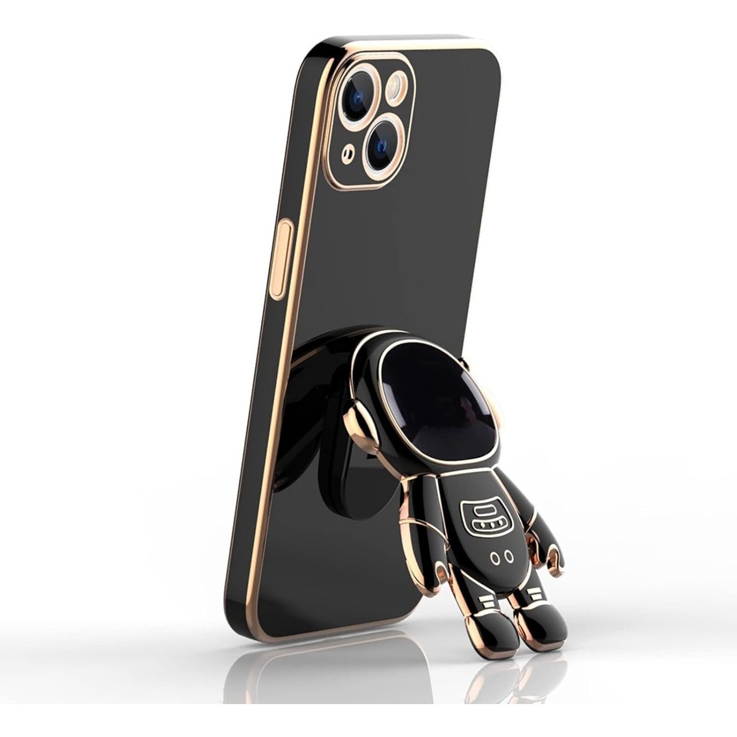 Husa de Protectie TPU 2in1, Flippy, pentru Apple iPhone 14, Astronaut cu Suport, Antisoc, Rezistenta la Impact, Protectie Camera, Negru
