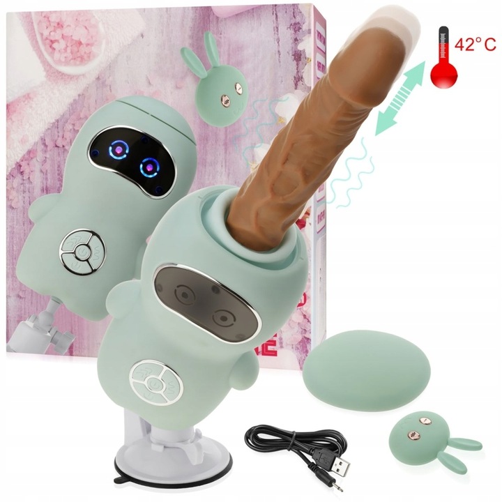 Masina de sex, vibrator positionabil, 12 functii de vibratie, 7 viteze, verde, 17x10cm