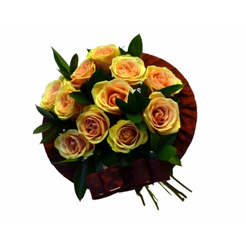 Buchet trandafiri somon si ruscus Buchet trandafiri somon si ruscus