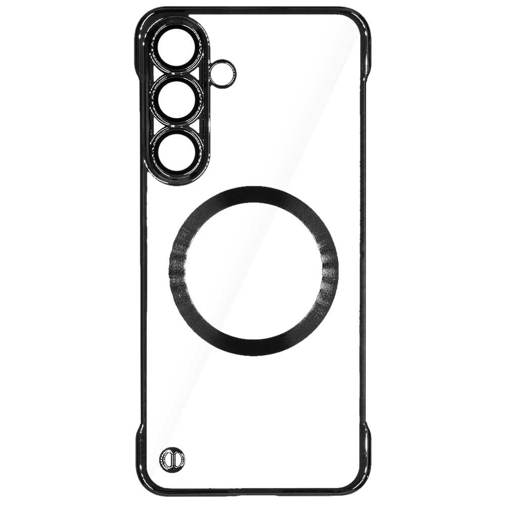 Husa FrameLess SILKASE pentru Samsung S25, MagSafe, plastic, negru/transparent