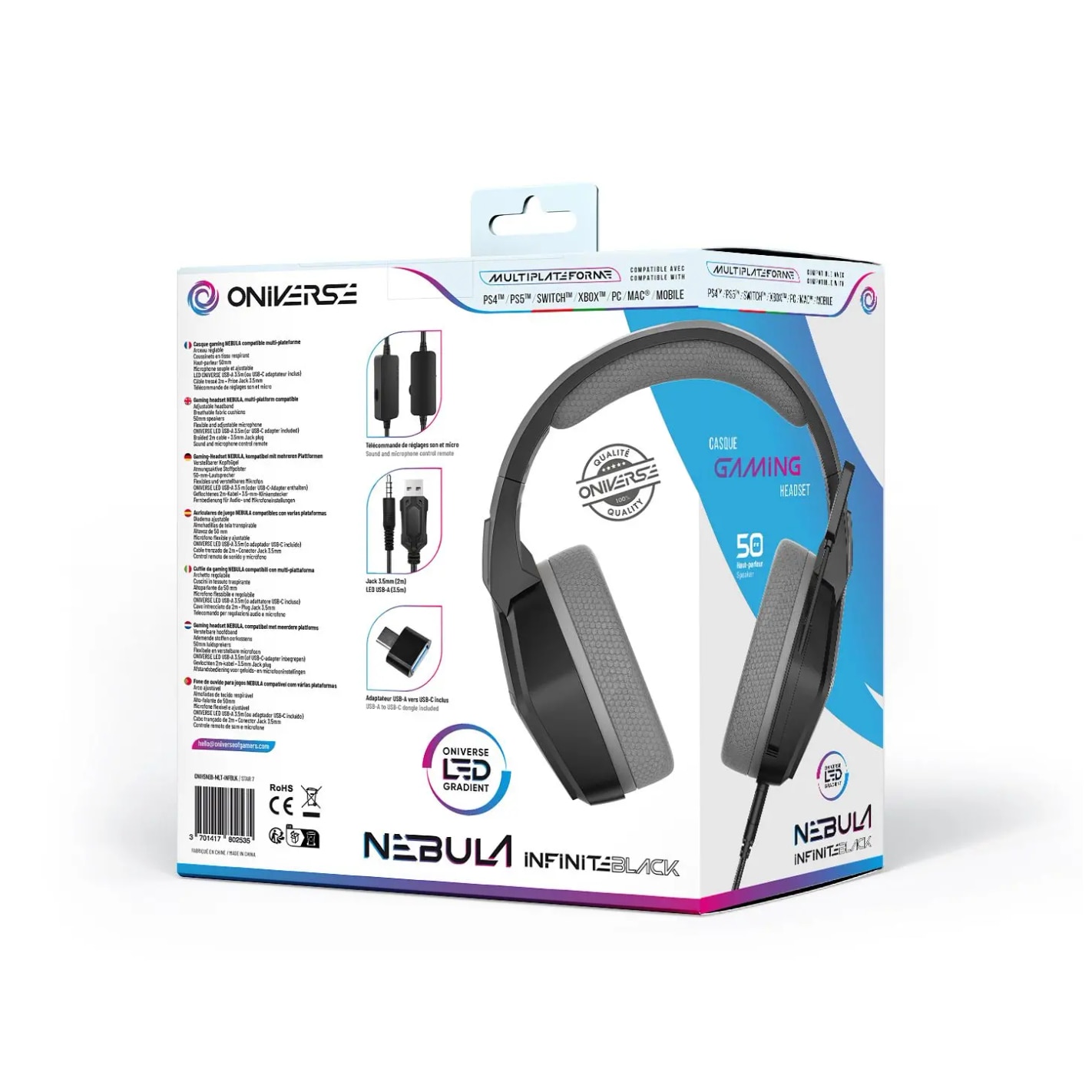 Casti cu fir cu microfon Oniverse Nebula Infinite Black In-ear Black