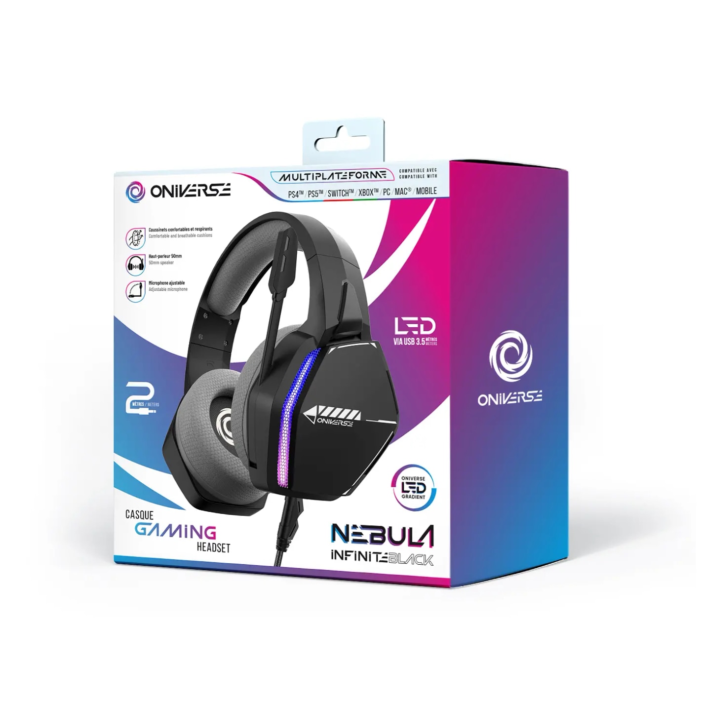 Casti cu fir cu microfon Oniverse Nebula Infinite Black In-ear Black