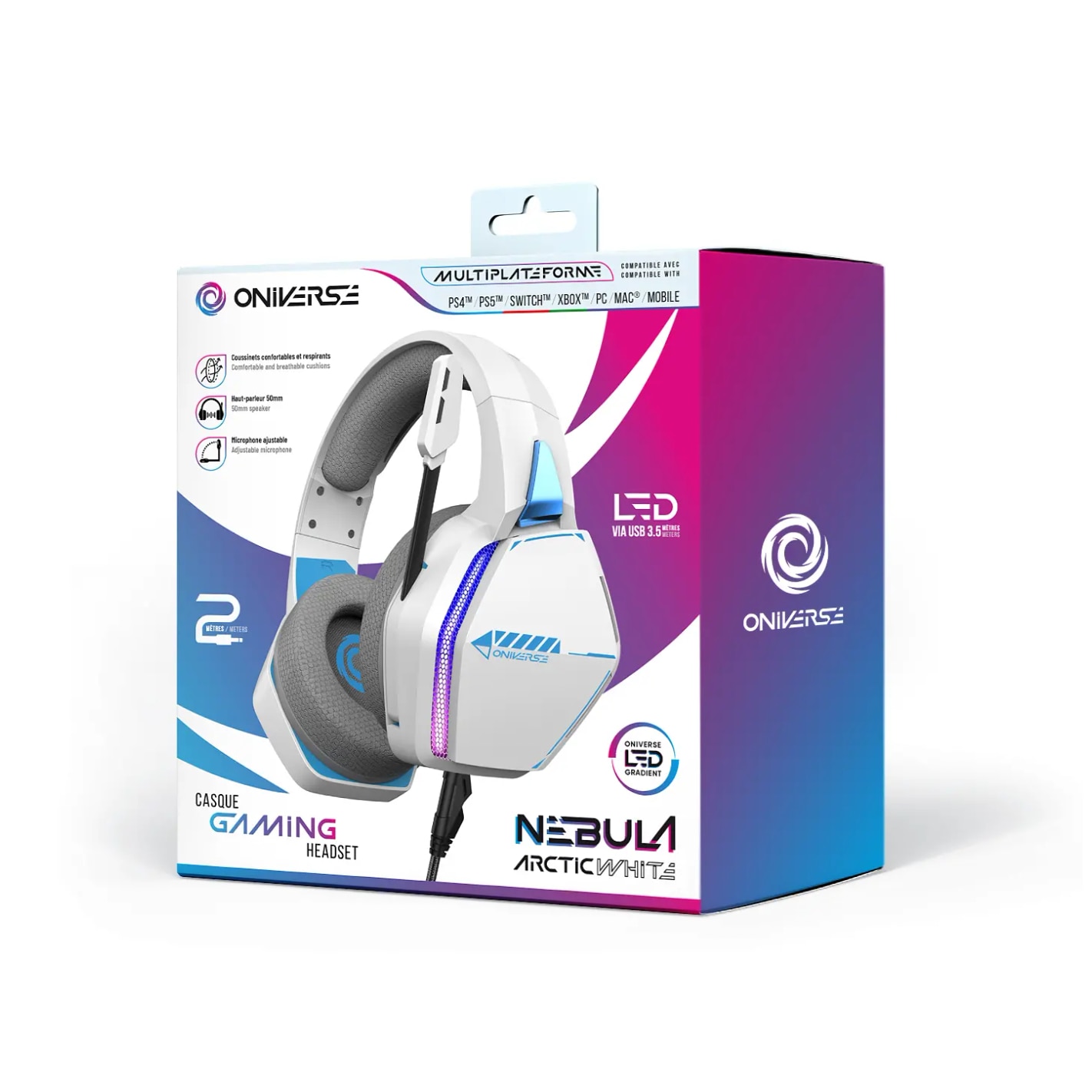 Casti cu fir cu microfon Oniverse Nebula Arctic White In-ear White