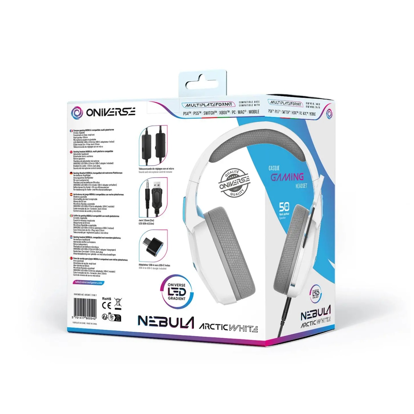 Casti cu fir cu microfon Oniverse Nebula Arctic White In-ear White