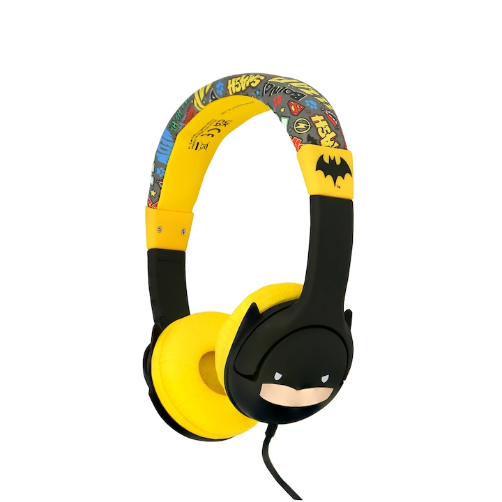 Casti cu fir cu microfon OTL Technologies Batman Chibi Style Pentru copii In-ear Negru si galben