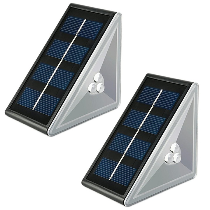 Napelemes lépcsőlámpa, ZakupyTV, LED, fekete, 11x8x5,5cm