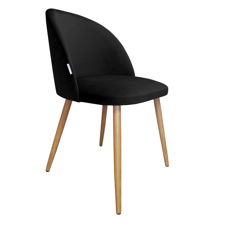 Стол Atos Colin, тапицерия от кадифе, метална конструкция, черен цвят, размери 76x57x49см