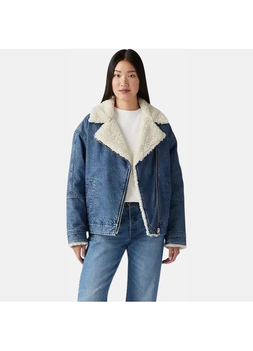 Jacheta dama Levi's Sherpa Flight, bumbac, albastru