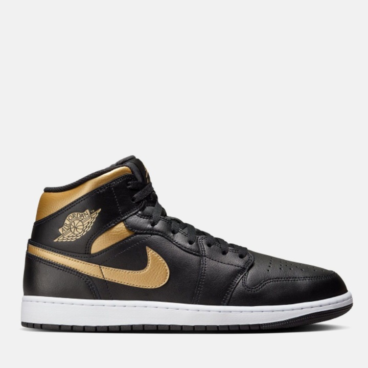 Tenisi barbati Jordan Air Jordan 1 Mid, piele, negru/auriu, 46 EU
