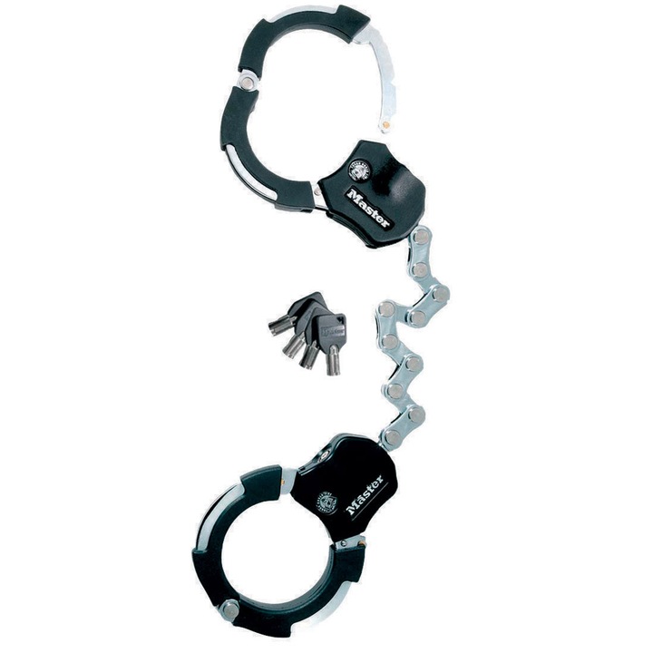 Белезници против кражба Masterlock с верига 9 брънки 55 х 7,6 см Черни