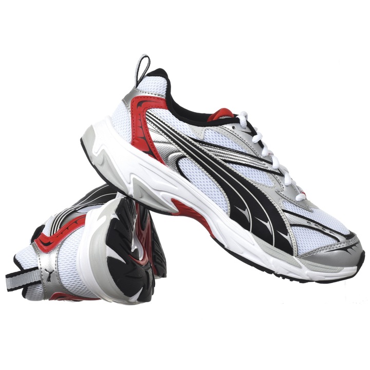 Pantofi sport barbati Puma Morphic, material textil, siret, talpa de cauciuc ALB, Alb | Negru