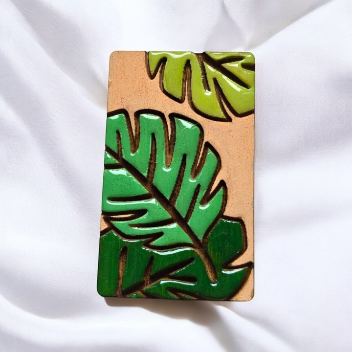 Kézzel készített hajcsat modern monstera levélmintával