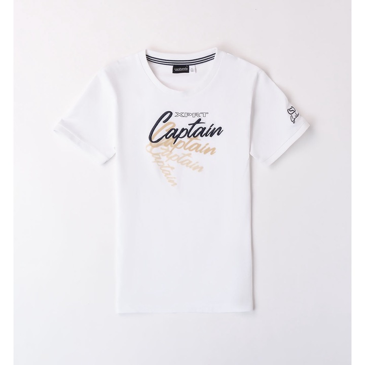 Sarabanda, Hímzett szövegű fiú póló, 0.8739, Natúr fehér