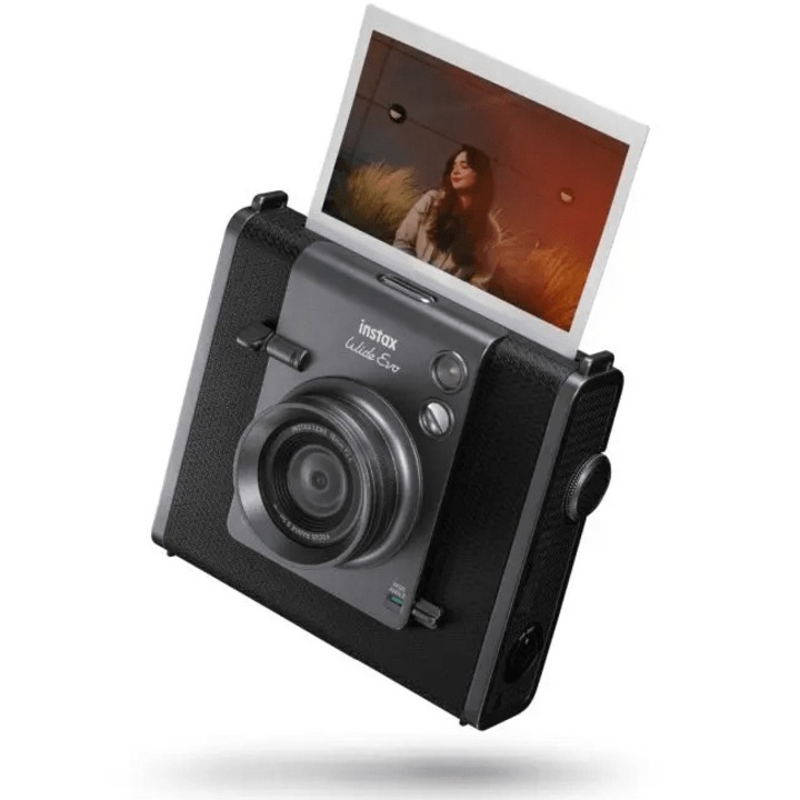 Aparat foto instant Fujifilm Instax Wide Evo, Black + Film Wide 2x10 + Geanta
