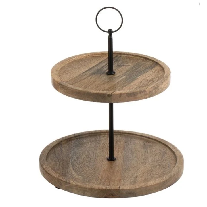 Suport din lemn pentru Prajituri 2 nivele YLOTECH® Ø25cm