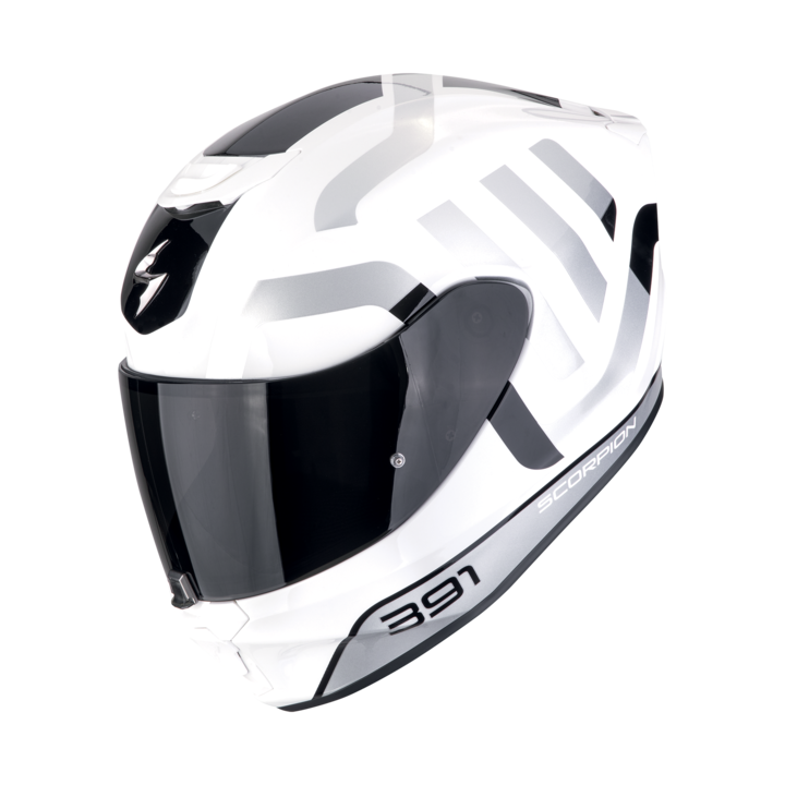 Мото каска с пълно лице SCORPION EXO-391 Arok White-Black-Silver размер L
