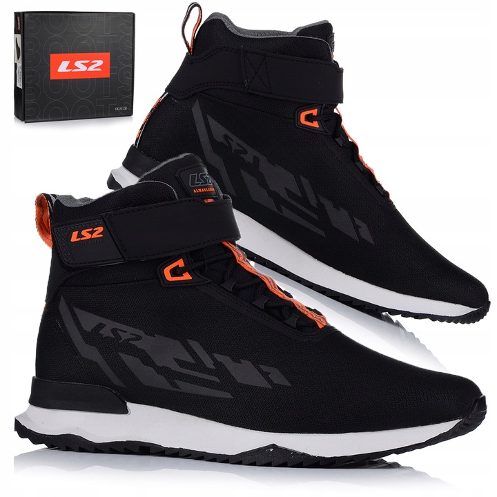 Bocanci moto LS2 Acrux, negru/orange, marimea 43, material Cordura, protectie TPU