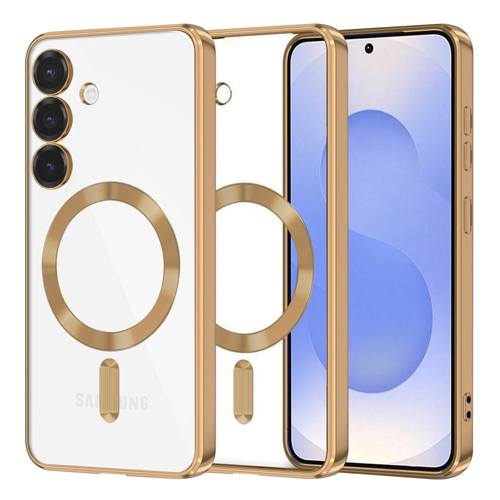Husa compatibila cu Samsung Galaxy S26, ALC MOBILE, pentru telefon mobil cu protectie pentru camera, Tehnologie MagSafe, rezistenta la socuri, contur Auriu