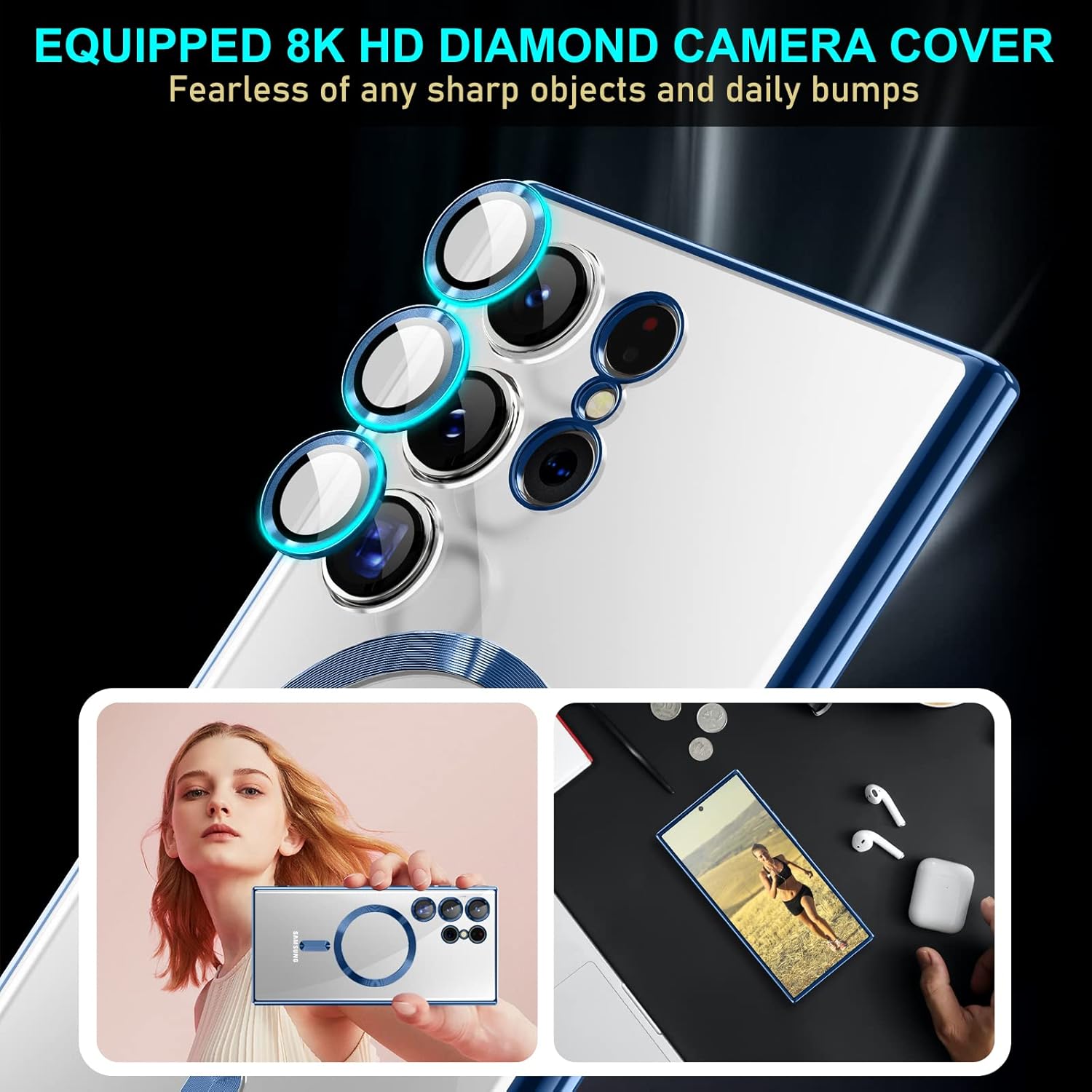 Husa compatibila cu Samsung Galaxy S26 Ultra, ALC MOBILE, pentru telefon mobil cu protectie pentru camera, Tehnologie MagSafe, rezistenta la socuri, contur Albastru