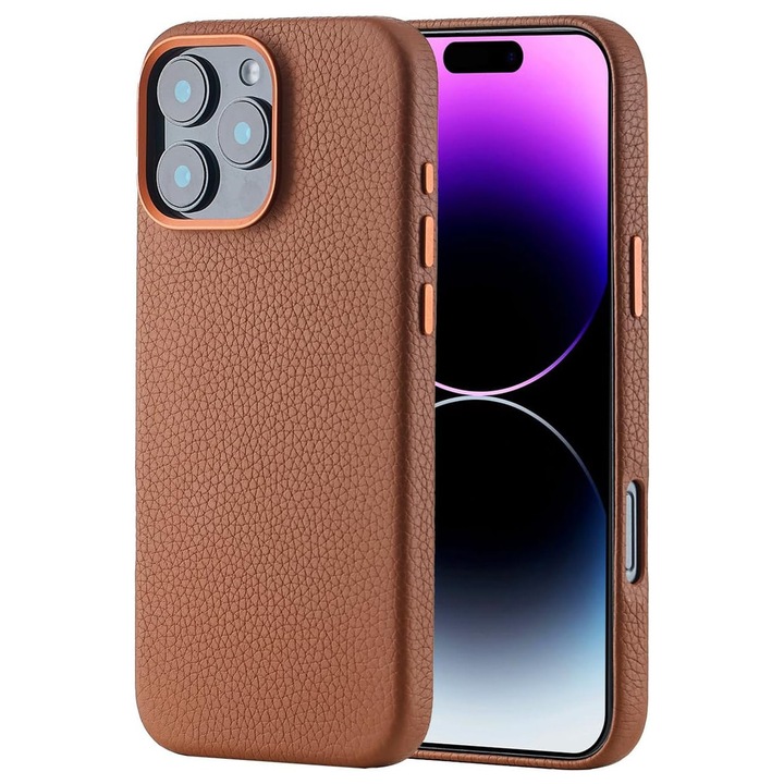 Husa pentru iPhone 16 Pro Max Lussoloop Urban Artisan, Full Cover din piele naturala, Magsafe, Interior Din Microfibra, Handmade, Maro