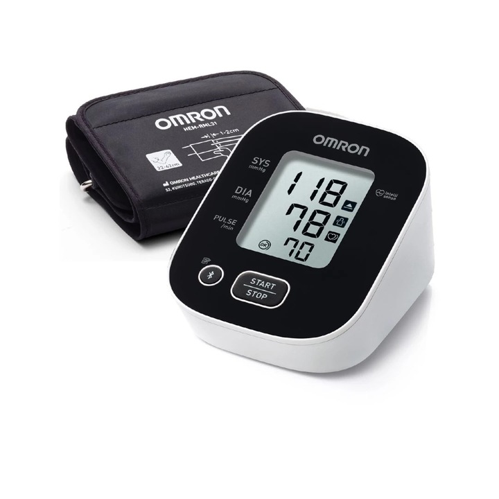 Апарат за кръвно налягане за надмишница, Omron, M2+ INTELLI IT, 22-42 см, черен, автоматичен
