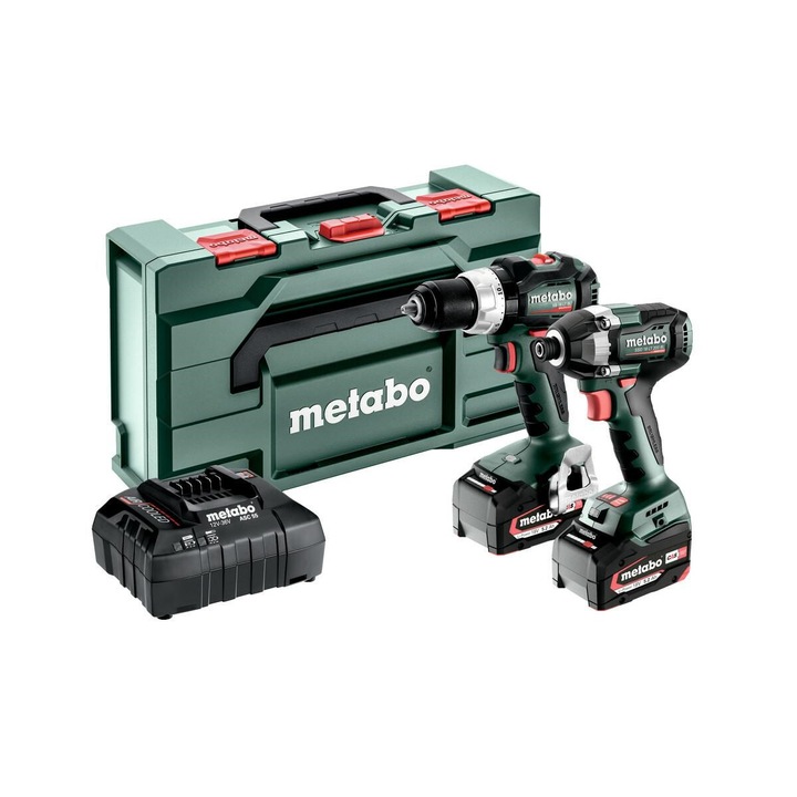 Set unelte electrice Metabo 18V, 2x5,2Ah, METABOX 145, multicolor