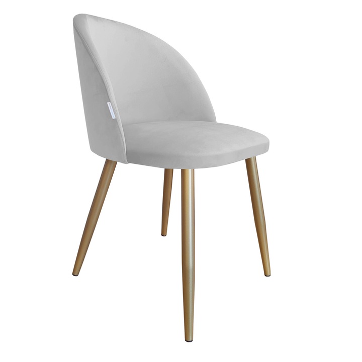 Стол Atos Colin, тапицерия от светло сиво кадифе, златиста метална конструкция, размери 76x57x49см