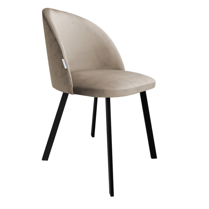 Стол Atos Colin, тапицерия от кадифе, сиво/черно, 76x49x54см