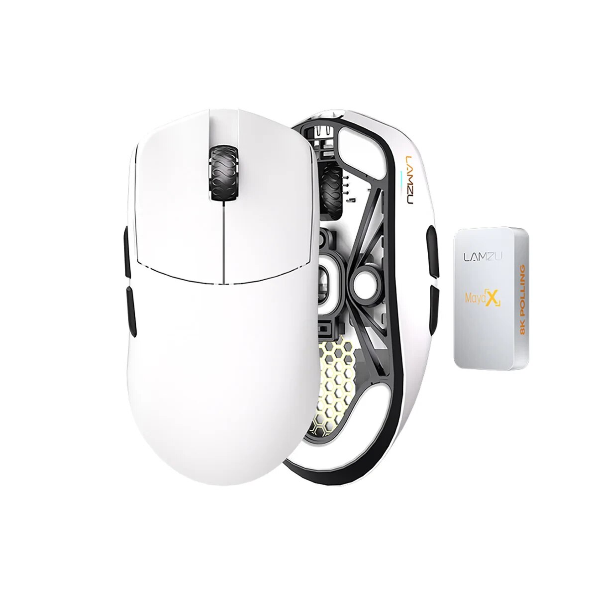 Lamzu Mouse de gaming profesional MAYA X 8K - Wireless - Alb Lamzu Mouse de gaming profesional MAYA X 8K - Wireless - Alb
