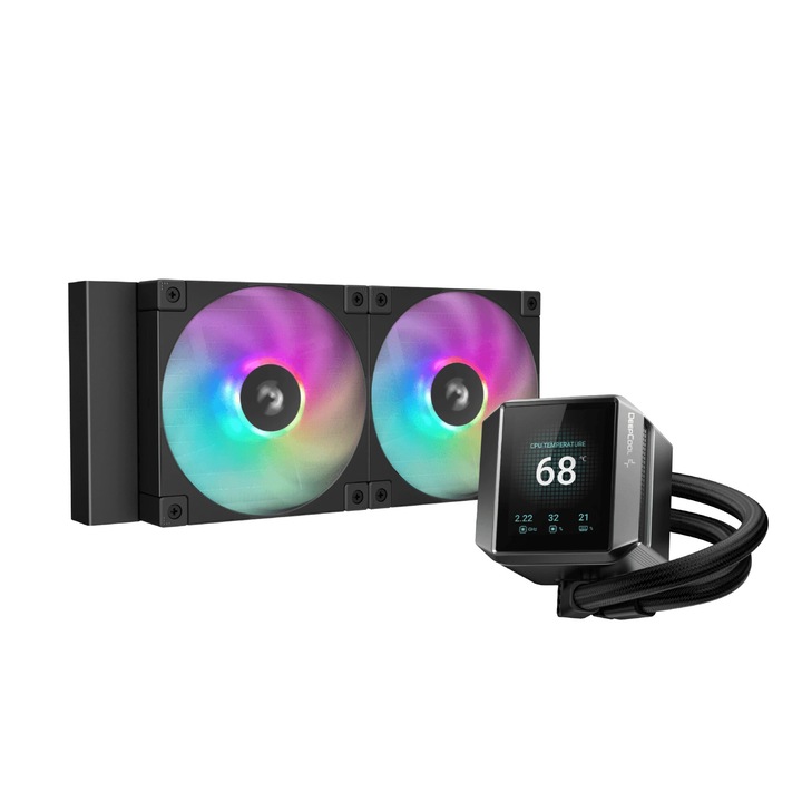 Охладител за процесор DeepCool водно охлаждане Water Cooling MYSTIQUE 240 ARGB - LCD Screen R-LX550-BKADSNC-G-1