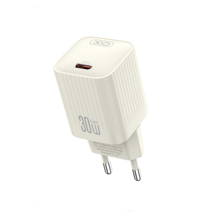 Мрежово зарядно 20V XO 30W, USB-C, PD L148, бежов