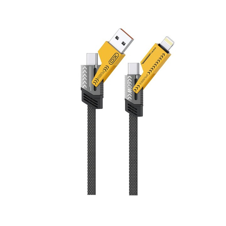 ΠΠ°Π±Π΅Π» 4-Π²-1 USB-A+Type-C ΠΊΡΠΌ Type-C+Lightning, 60W, 1ΠΌ, ΡΠΈΠ²