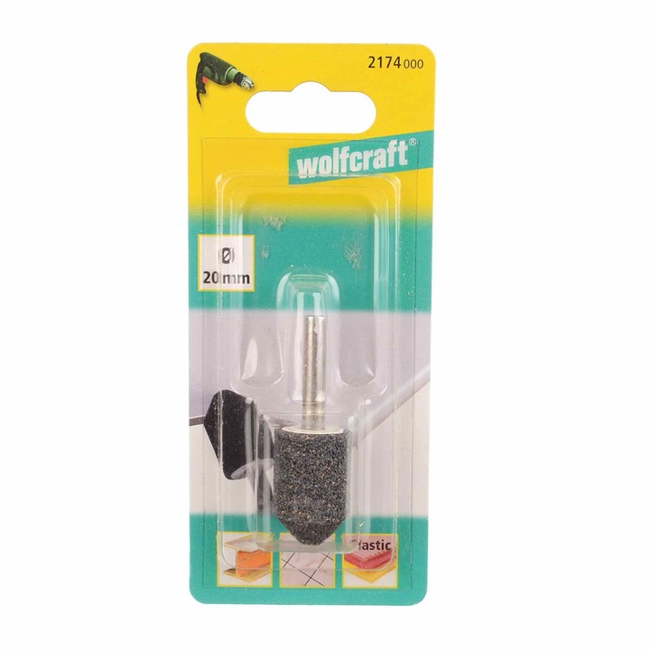 Piatra slefuit Wolfcraft, pentru ceramica/otel/metal, cilindrica si sferica, 20 mm
