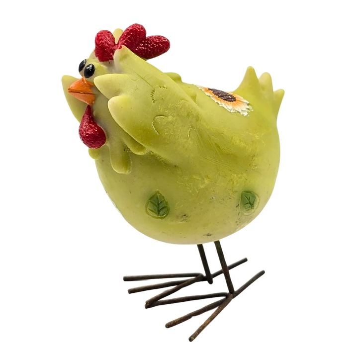 Decoratiune pentru Paste, model gaina, 11.5x5x10 cm, verde