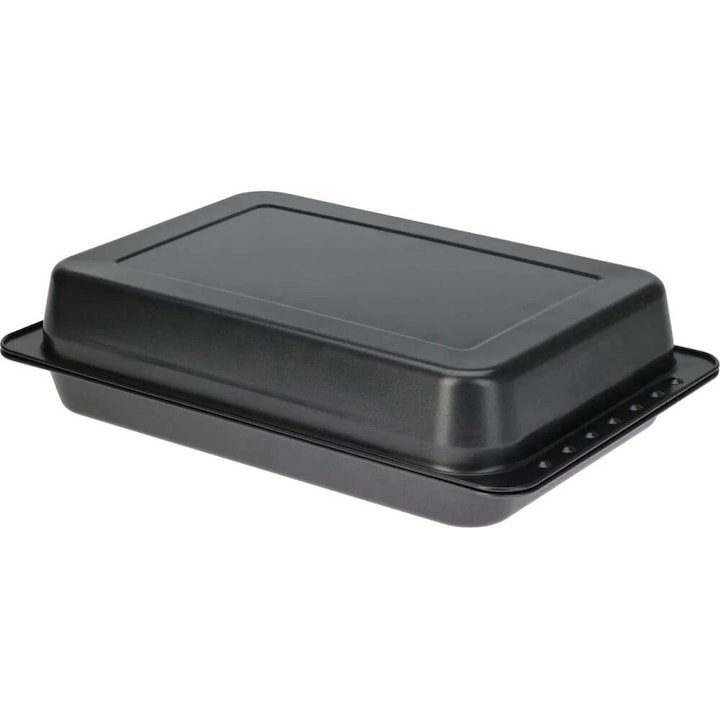 Sütőtálca fedővel, Koopman, szénacél, 52x26 cm, fekete