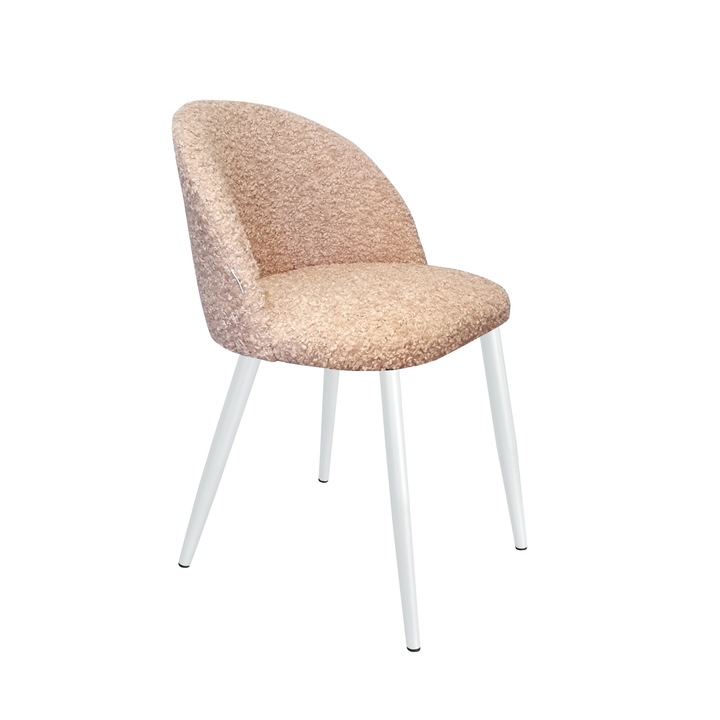 Стол Atos Colin, бежова тапицерия от букле, дървена конструкция, 76x57x49см