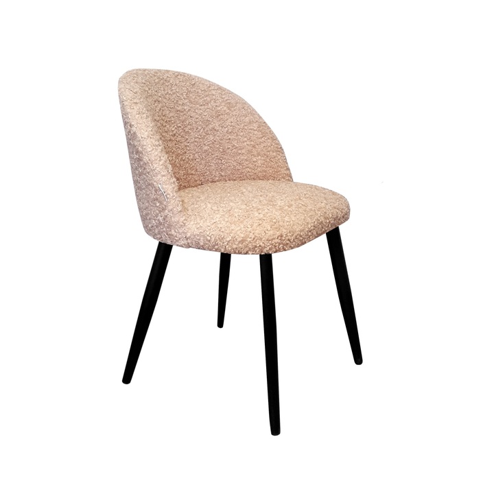 Стол Atos Colin, бежова тапицерия от букле, черни крака, 76x57x49см