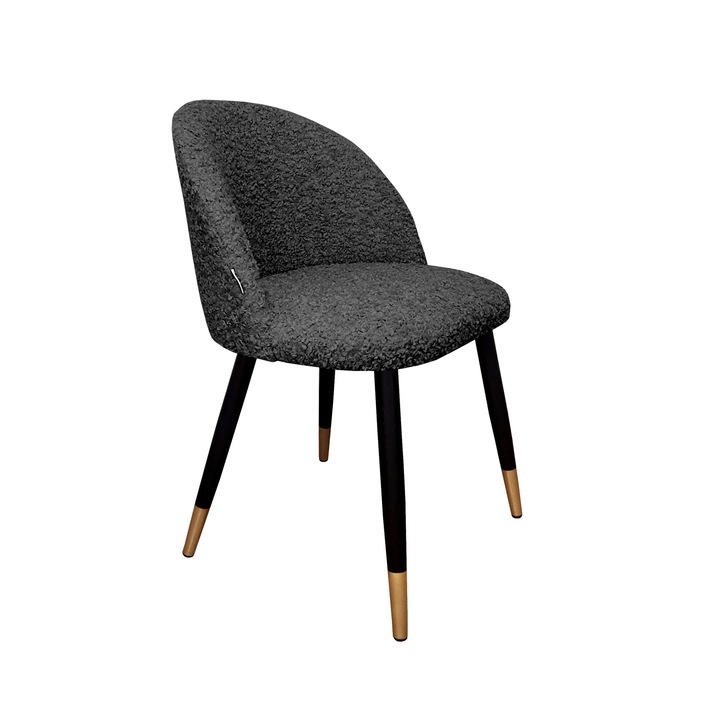 Стол Atos Colin, тъмно сива тапицерия от букле, черен-златист метални крака, 76x57x49 см