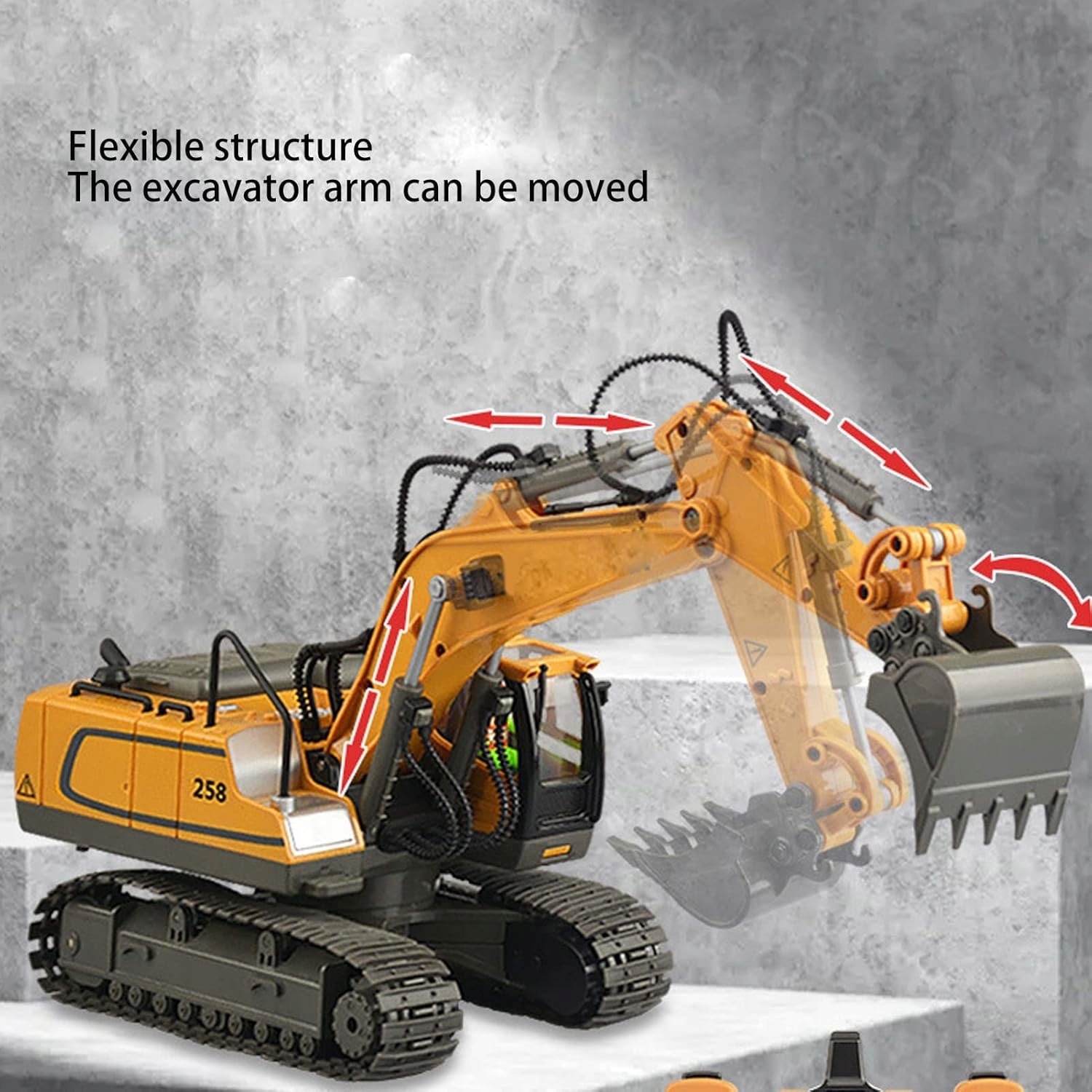 Excavator cu telecomanda, XZS XUEZHISHAN TOYS, 1:20, 2,4 GHz