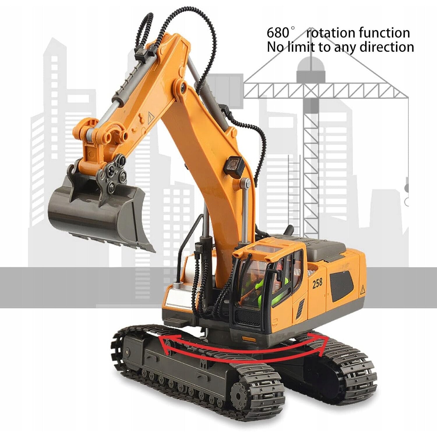 Excavator cu telecomanda, XZS XUEZHISHAN TOYS, 1:20, 2,4 GHz