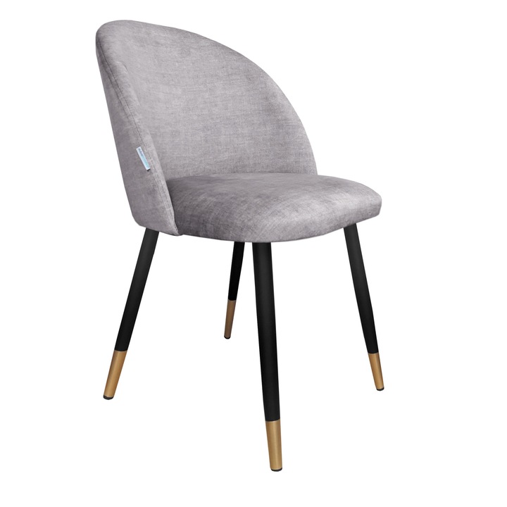 Стол Atos Colin, светлосива тапицерия от кадифе, конструкция от дърво и метал, 76x57x49см