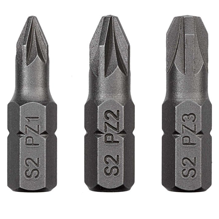 Biti PZ1, PZ2, PZ3 Dexter, otel, 25 mm (set 3 buc)