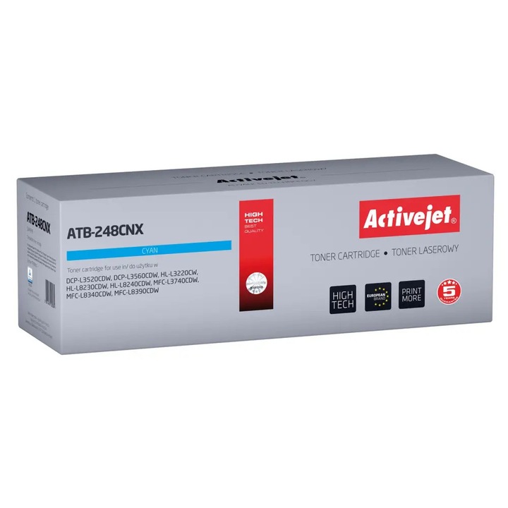Toner Activejet ATB-248CNX, compatibil Brother TN248XLC, cyan, 2300 pagini
