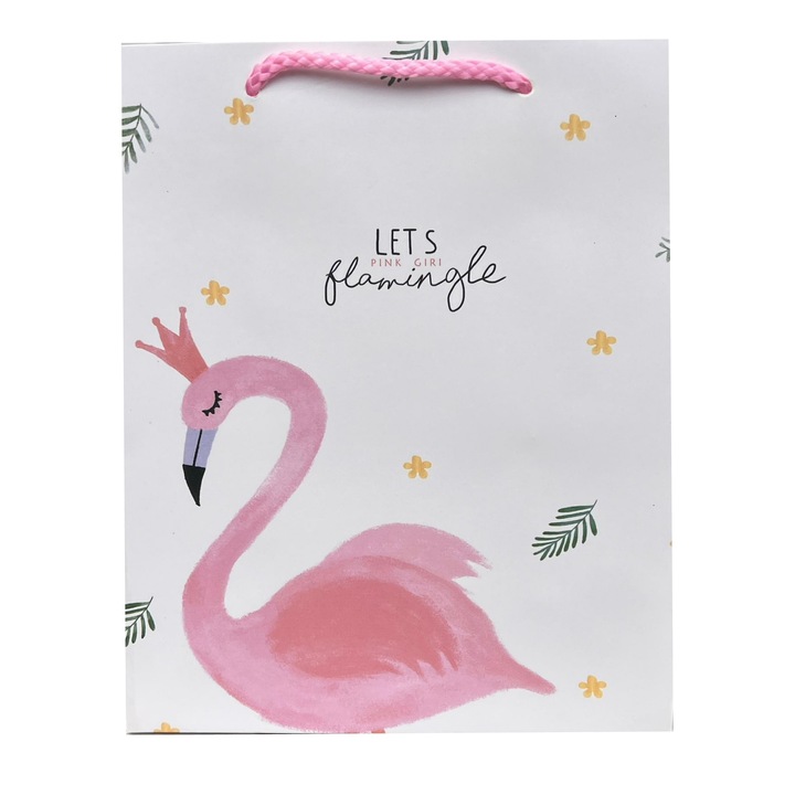 Punga cadou, Flamingo, Roz, 23X18X10 cm