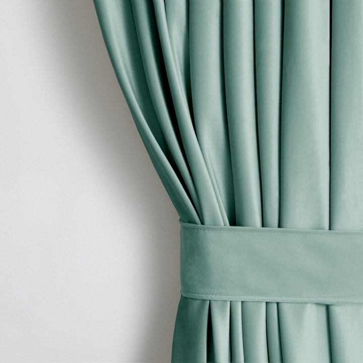 Draperie din catifea cu rejansa multifunctionala, fagure si ate, Velvet, opacitate 77%, densitate 210 g/mp, 140 x 270 cm, Vernil, 1 buc