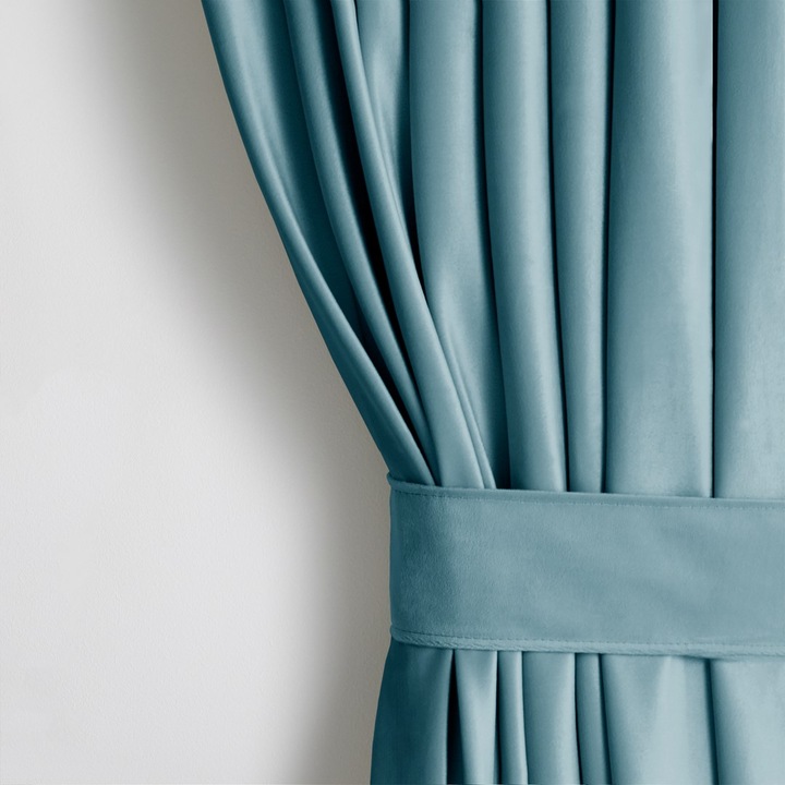 Draperie din catifea cu inele, Velvet, densitate 210 g/mp, opacitate 77%, 140 x 270 cm, Blue, 1 buc