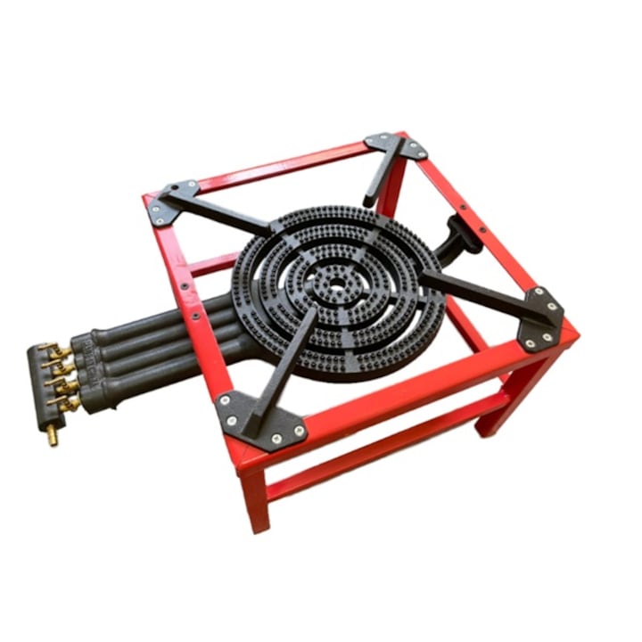 Arzator din fonta cu cadru metalic, 4 focuri, coshop®